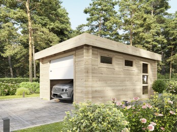 Garage double en kit 28.40 m² avec portes bois double