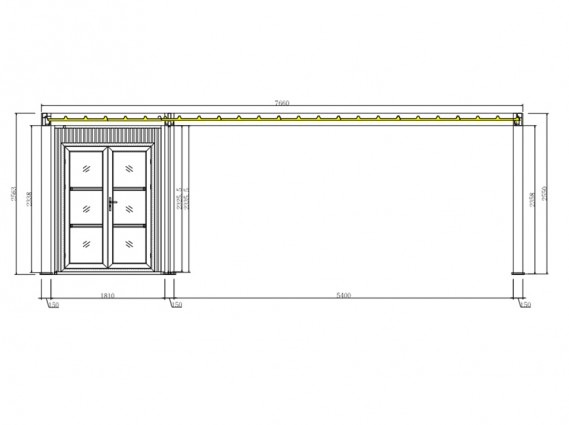 Plan avec focus de toiture du carport aluminium NEWARK pour 2 voitures