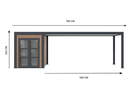 Mesures du Carport aluminium DENVER avec abri