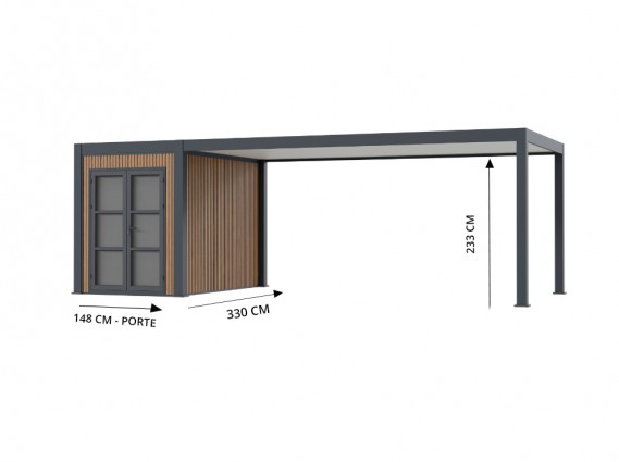 Les mesures du Carport aluminium DENVER avec abri