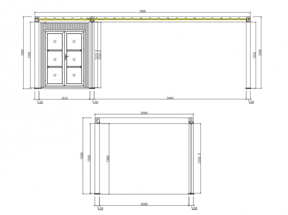 Plan du carport aluminium DENVER avec abri